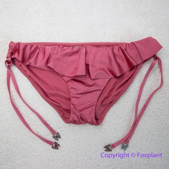 NEW Seafolly Ruffled Side-Tie Hipster Bikini Bottom Swimwear in pink, US size 10 - Picture 1 of 14